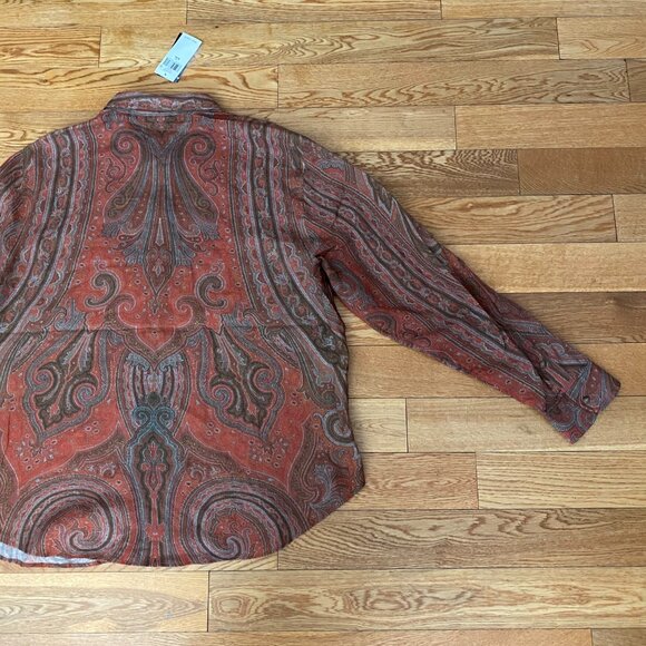 Lauren Ralph Lauren Women Orange Paisley Challis Shirt Long Sleeve Size XXL NWT - Picture 9 of 9